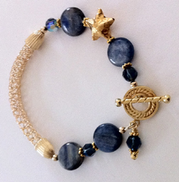 Gold Filled Viking Knit Chain and Kyanite Bracelet
